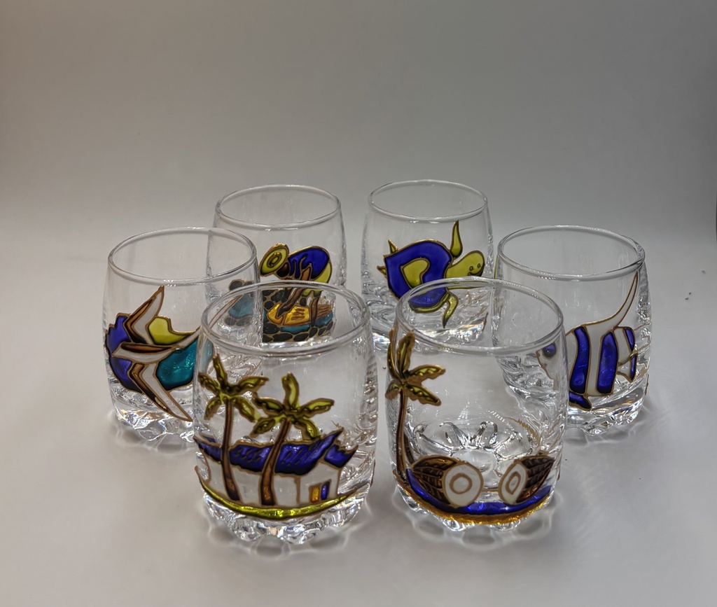 Verre à rhum ou verrine bombé 8 cl - Série bleue (lot de 6)