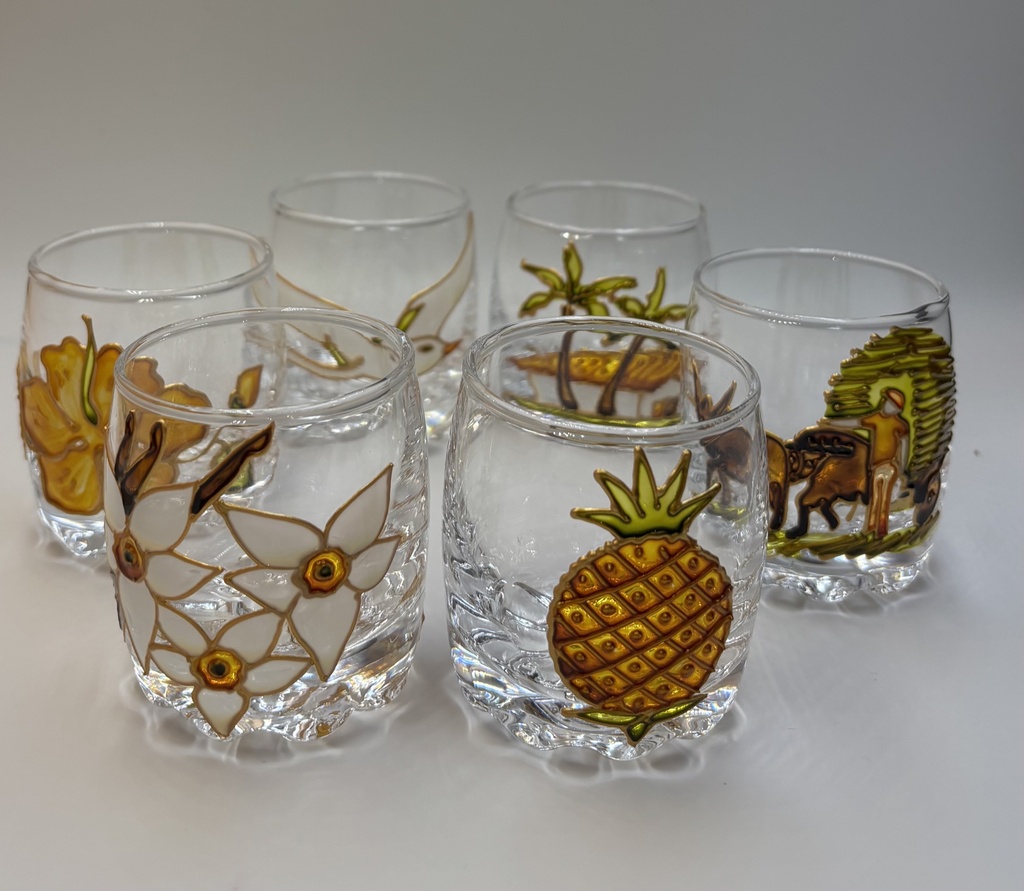 Verre à rhum ou verrine bombé 8 cl - Série jaune (lot de 6)