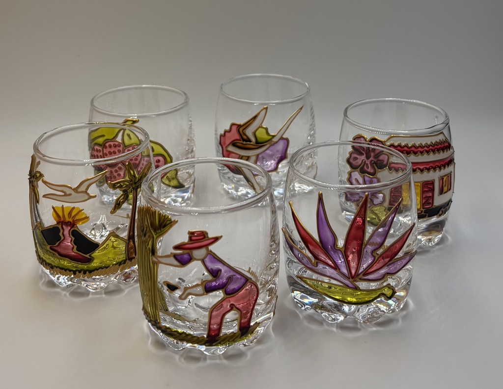 Verre à rhum ou verrine bombé 8 cl - Série rouge parme (lot de 6)