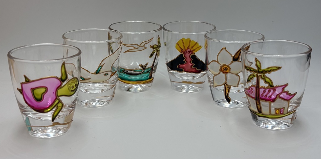 Verre à rhum shooter 5 cl - Motifs de La Réunion (lot de 6)