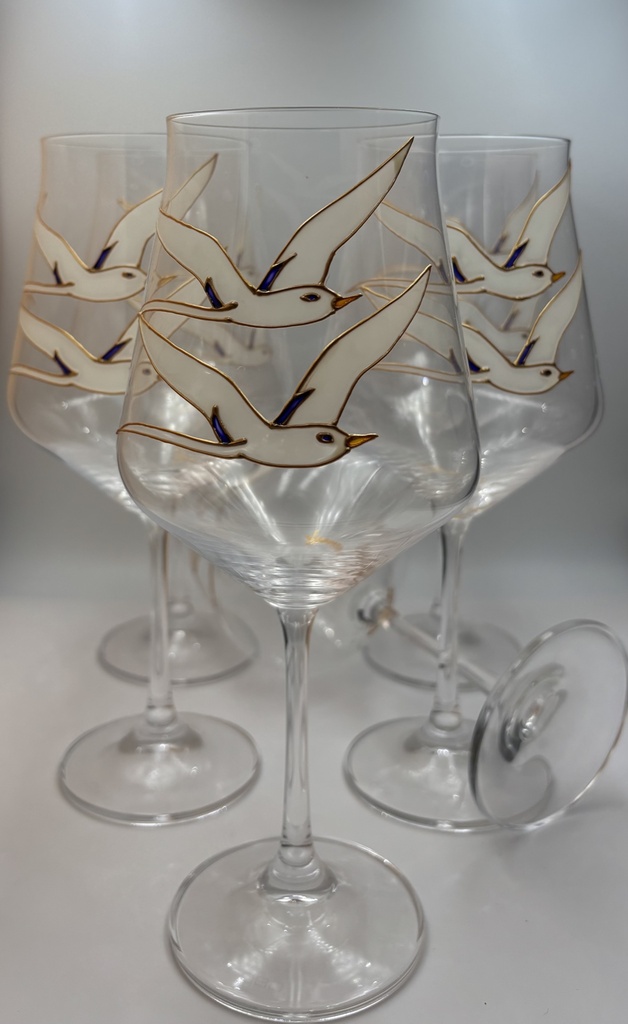 Lot de 6 verres à vin 50 cl - Animal - Double paille en queue