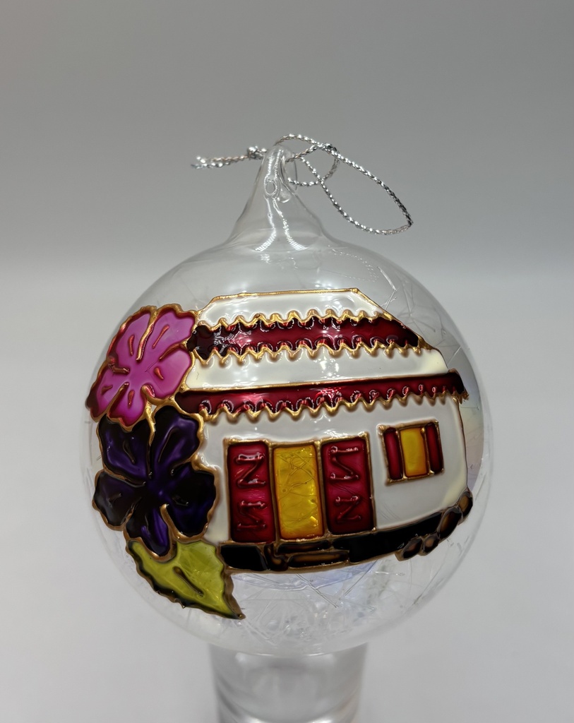 Boule de Noël créole en verre - Motifs de La Réunion