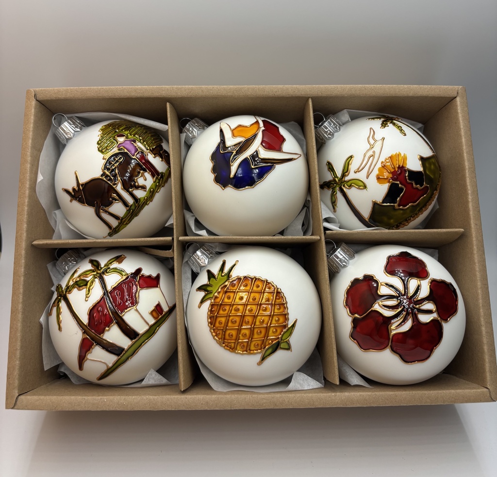 Coffret de 6 boules de Noël créoles en céramique