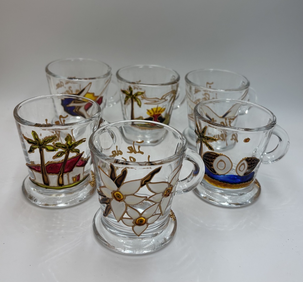 Tasses à café peintes à la main - Abrousse peinture sur verre